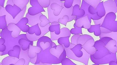 Purple hearts transition on alpha Stock Footage 301238511
