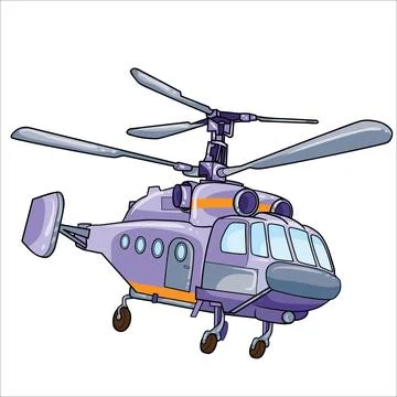Purple helicopter in flight Stock Illustration