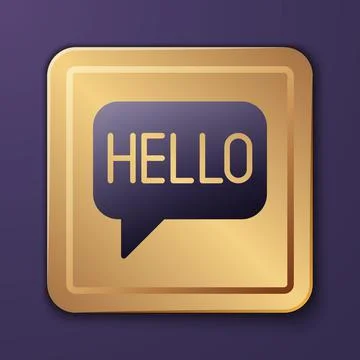 Purple Hello in different languages icon isolated on purple background. Speech Stock Illustration