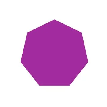 Purple heptagon basic simple shapes isolated on white background, geometric h Illustrazione stock
