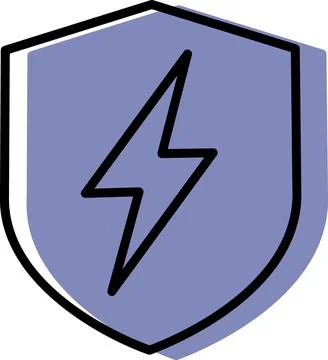 Purple heraldic shield with lightning icon Stock Illustration