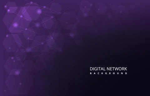 Purple Hexagon Digital Network Connection Internet Technology Background Stock Illustration