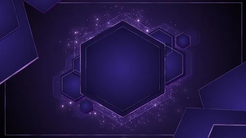 Purple hexagon frame background glowing particles, layered polygon shapes, soft Stock Footage 340400296