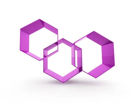 Purple hexagonal icon rendered isolated on white Stock Illustration