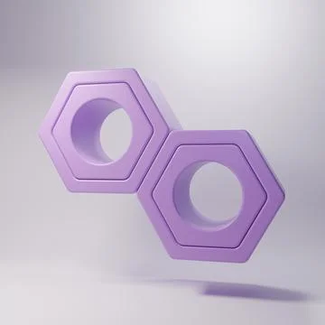 Purple Hexagonal metal nut icon isolated on grey background. Minimalism con.. Illustrazione stock