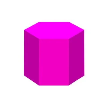 Purple hexagonal prism basic simple 3d shapes isolated on white background, g Stock Illustration
