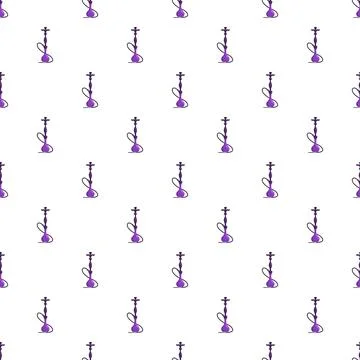 Purple hookah repeating pattern in a white background Illustrazione stock
