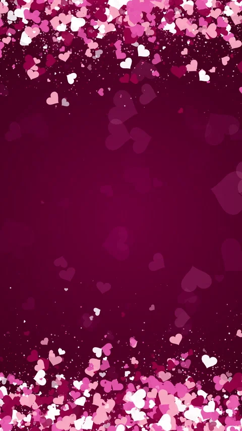 Purple horizontal animated romantic frame of flying hearts on dark background Stock Footage 300365814
