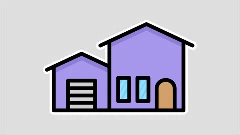 Purple house front facade Vídeo Stock 335470491