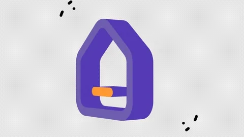 Purple house outline with orange rectangle inside Stock Footage 286706645