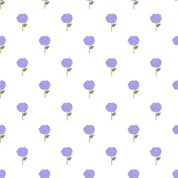 Purple hydrangea flower blossom repeating seamless pattern Stock Illustration