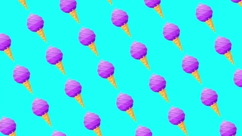 Purple ice cream cone pattern background moves smoothly Video stock 335774808