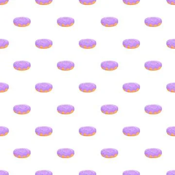 Purple iced donuts seamless pattern sweet food Illustrazione stock