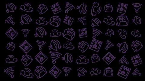 Purple icons float against a dark background 库存影片 334184435