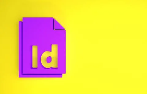 Purple ID File document icon isolated on yellow background. Minimalism concep Stock Illustration