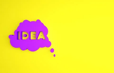 Purple Idea, speech bubble icon isolated on yellow background. Message speech 스톡 일러스트