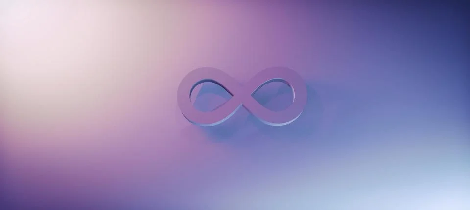 Purple infinity symbol in the gradient background Ilustración de archivo