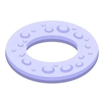 Purple inflatable ring floating on water surface with bubbles Illustrazione stock