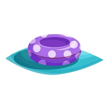 Purple inflatable swim ring floating on water in swimming pool 스톡 일러스트