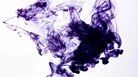 Purple ink explodes from above in slow motion.Acrylic ink in water on white back 動画素材 246754714