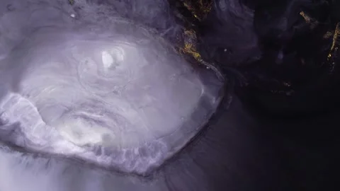 Purple Ink Marble Abstract Background With Gold Flecks, Fluid Smoke Texture and  Stock Footage 339658651