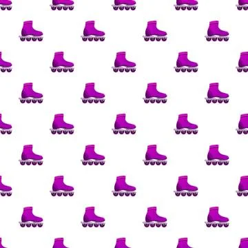 Purple inline skates illustrating fun recreation seamless pattern Stock Illustration