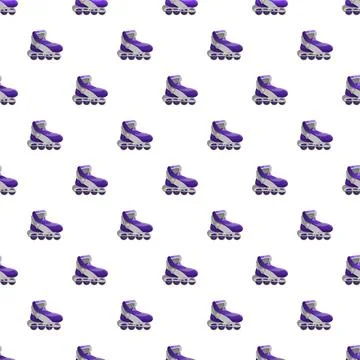 Purple inline skates seamless pattern for active lifestyle Stock Illustration