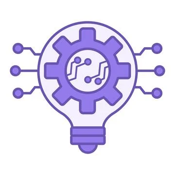 Purple Innovation Icon. Vector Icon. Gear in a Light Bulb. Implemented Inno.. Stock Illustration