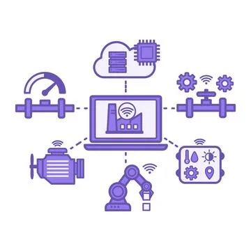 Purple Interconnected Ecosystem Icon. Vector Illustration. A Unified Enterp.. 스톡 일러스트