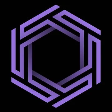Purple Interlocking Geometric Frame Stock Illustration