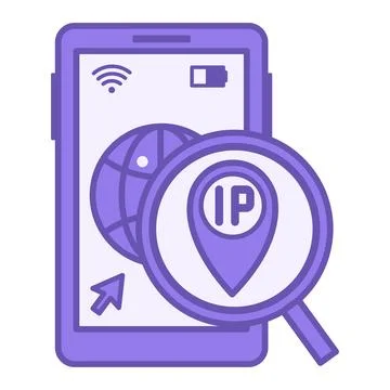 Purple IP Address Tracking Icon. Vector Illustration. Identifying a Digital.. Stock Illustration