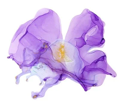 Purple iris flower abstract artwork isolated on white background. Illustrazione stock