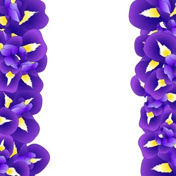 Purple Iris Flower Border Stock Illustration