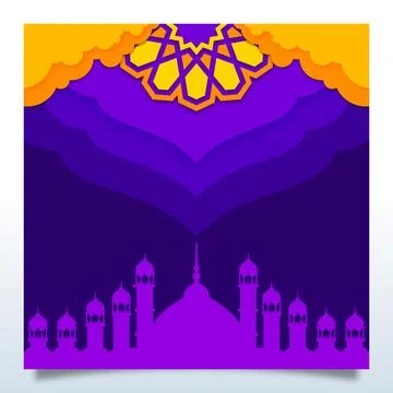 Purple Islamic Flyer Background Design with Simple Ornaments イラスト素材