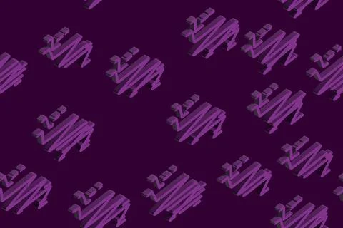 Purple Isometric Background Seamless Pattern, 3D Illustration Stock Illustration