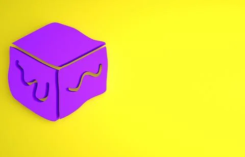 Purple Isometric cube icon isolated on yellow background. Geometric cubes sol Stock Illustration