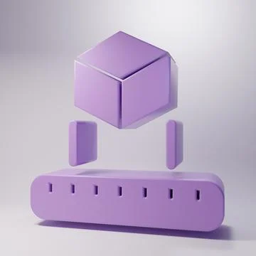 Purple Isometric cube icon isolated on grey background. Geometric cubes sol.. Illustrazione stock