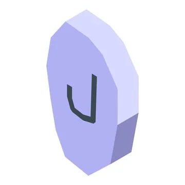 Purple isometric microchip processing unit showing letter u Illustrazione stock