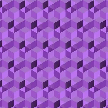 Purple isometric pattern formed by overlapping cubes. Stock Illustration