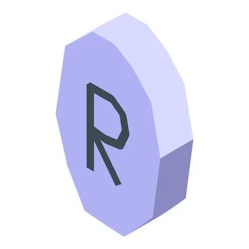 Purple isometric rune algiz representing protection and elk Stock Illustration