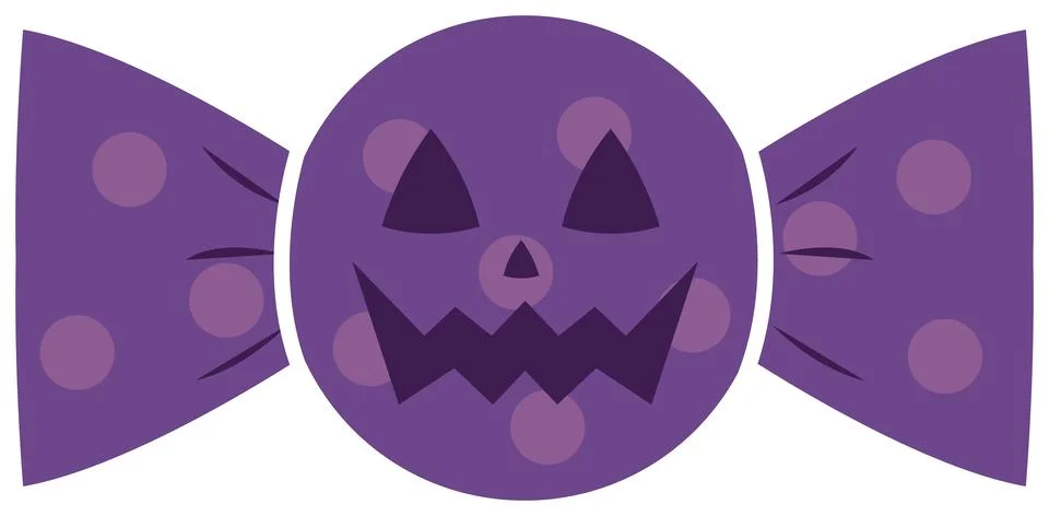 Purple jack-o-lantern candy wrapper for Halloween treats Vector Stock Illustration