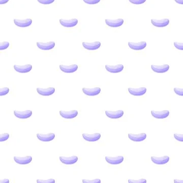 Purple jelly bean candy pattern repeating on white background Stock Illustration