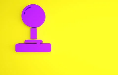 Purple Joystick for arcade machine icon isolated on yellow background. Joysti Stock Illustration