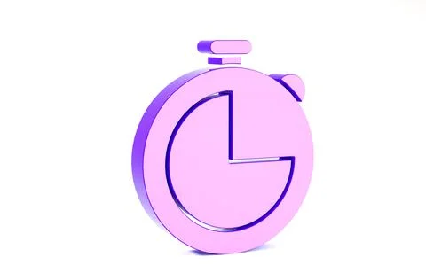Purple Kitchen timer icon isolated on white background. Cooking utensil. Mini Illustrazione stock