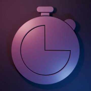 Purple Kitchen timer icon isolated on purple-blue background. Cooking utens.. Illustrazione stock