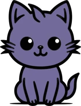 Purple Kitten Character Stock Illustration