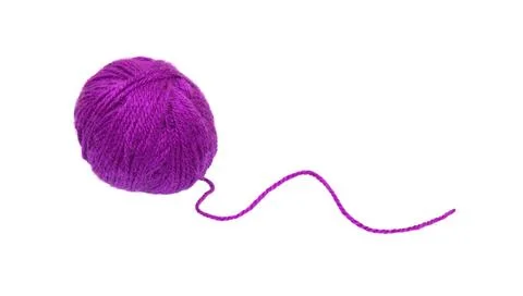 Purple knitting ball of wool thread 库存照片