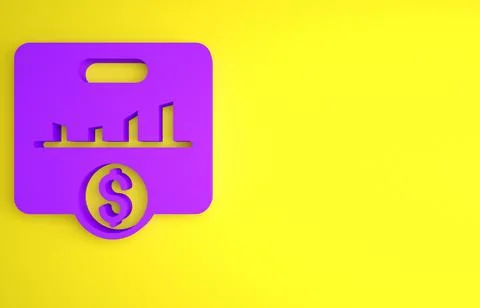 Purple KPI - Key performance indicator icon isolated on yellow background. Mi Stock Illustration