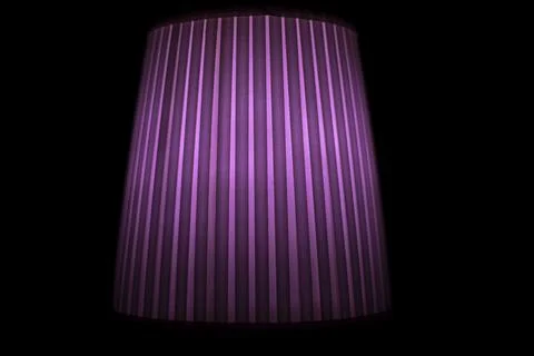 Purple lamp shade. Object in interior. Paper reflected lampshade. Rib. Stock Photos