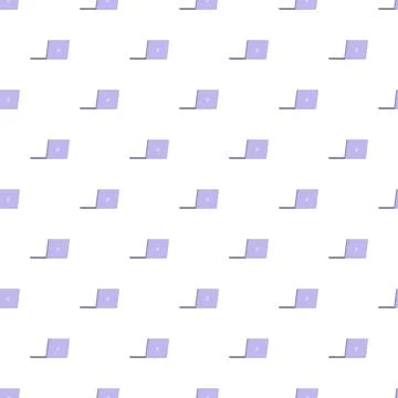 Purple laptop seamless pattern on white background Stock Illustration
